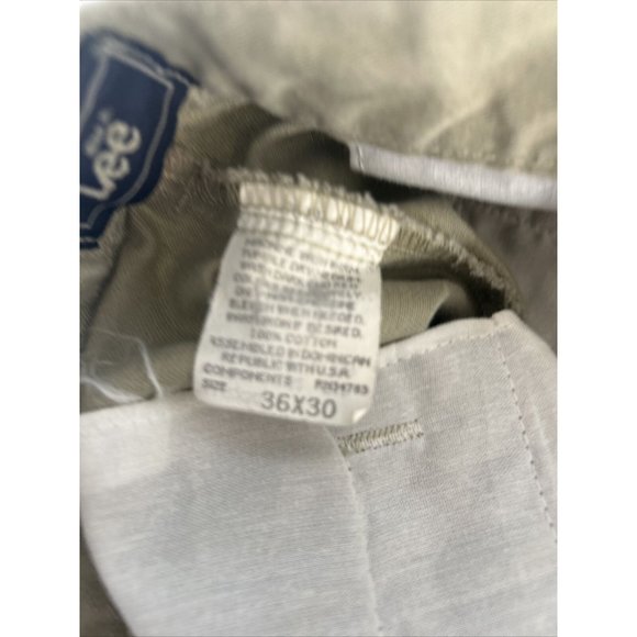 Lee Performance 36x30 Khaki Comfort Mens Casual Dress Pants Pleated Hemmed 27" - Picture 5 of 6